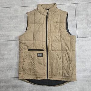 Burton Analog ATF Men Quilted Vest Tan Khaki Full Zip Nylon Puffer Gilet Large